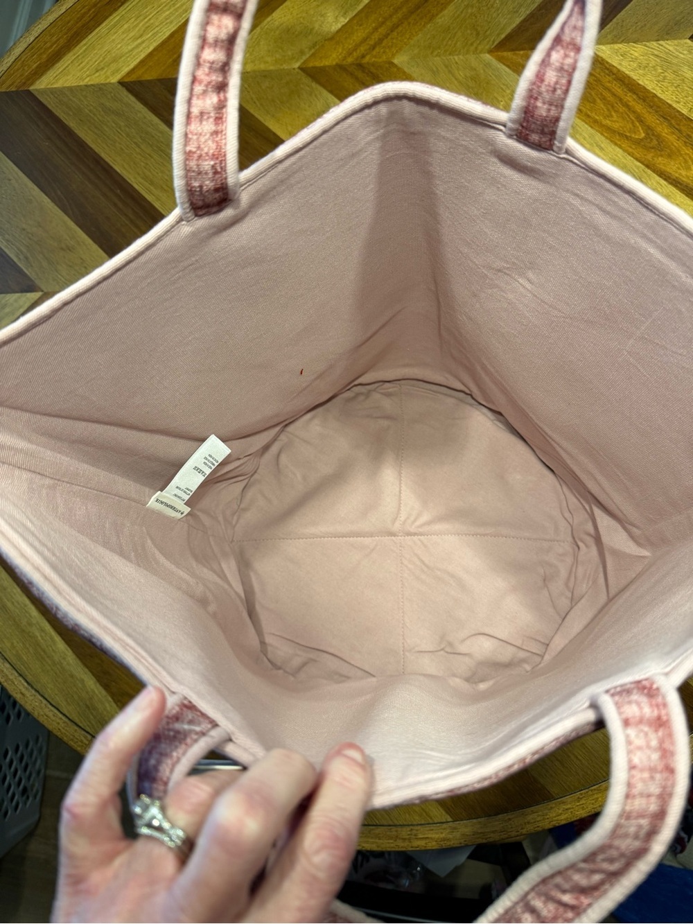 Anthropologie Verity Cotton Basket Bag Dusty Rose Tweed Tote new with tag - Picture 11 of 11